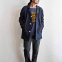 cut denim coatスタイル。