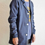 cut denim coatスタイル。