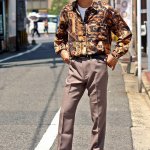 総柄シルクシャツ