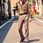 総柄シルクシャツ