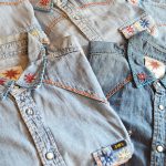 Nasngwam.のFLOWER DENIM SHIRTS