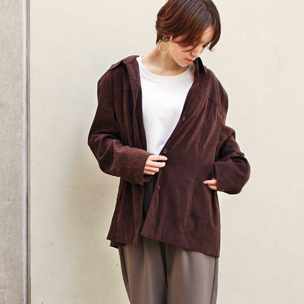 フェイクスウェードシャツ