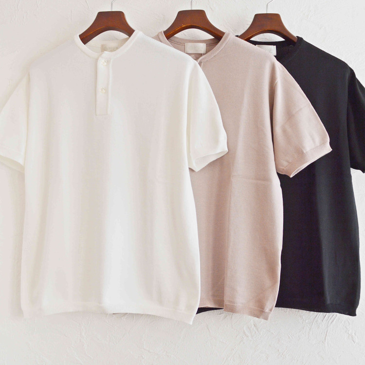 sogliaのコットンニットヘンリーTee