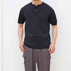 sogliaのコットンニットヘンリーTee