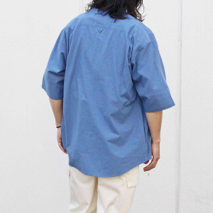 BAND COLLAR CHAMBRAY SHIRTS