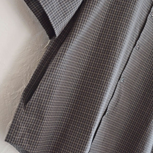 BAND COLLAR CHECK SHIRTS