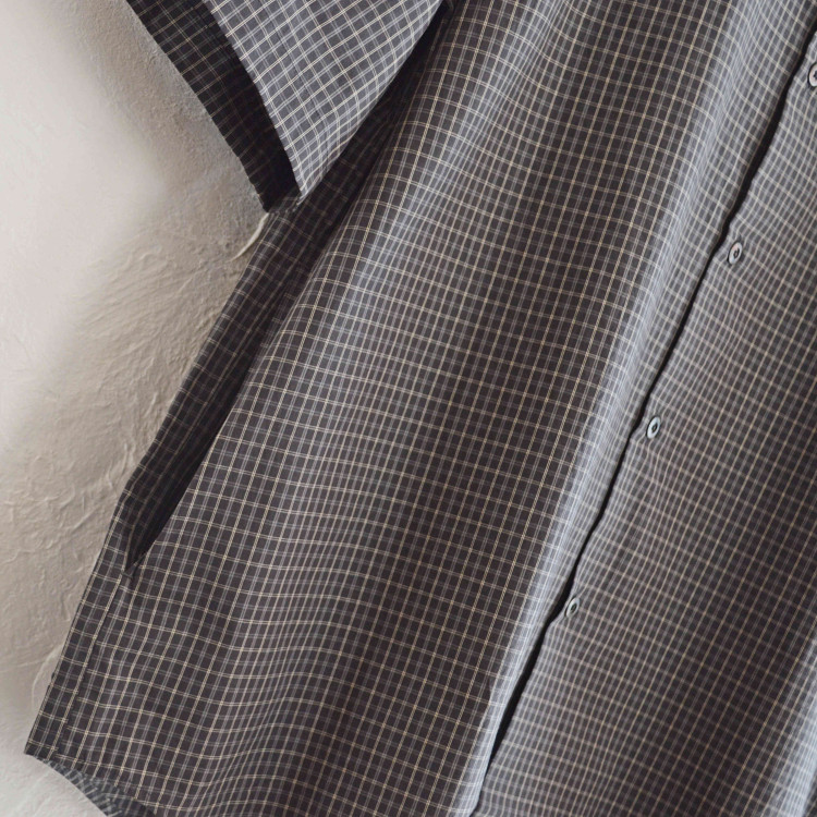 BAND COLLAR CHECK SHIRTS