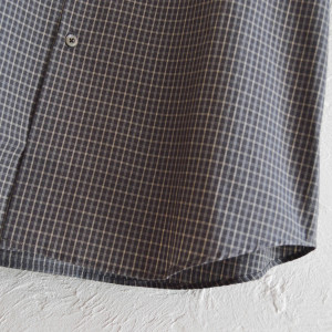 BAND COLLAR CHECK SHIRTS