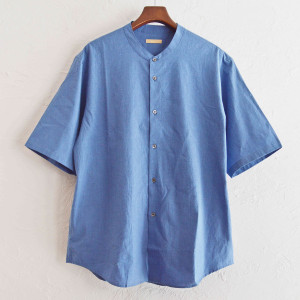 BAND COLLAR CHAMBRAY SHIRTS