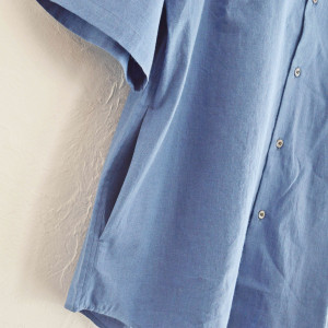 BAND COLLAR CHAMBRAY SHIRTS
