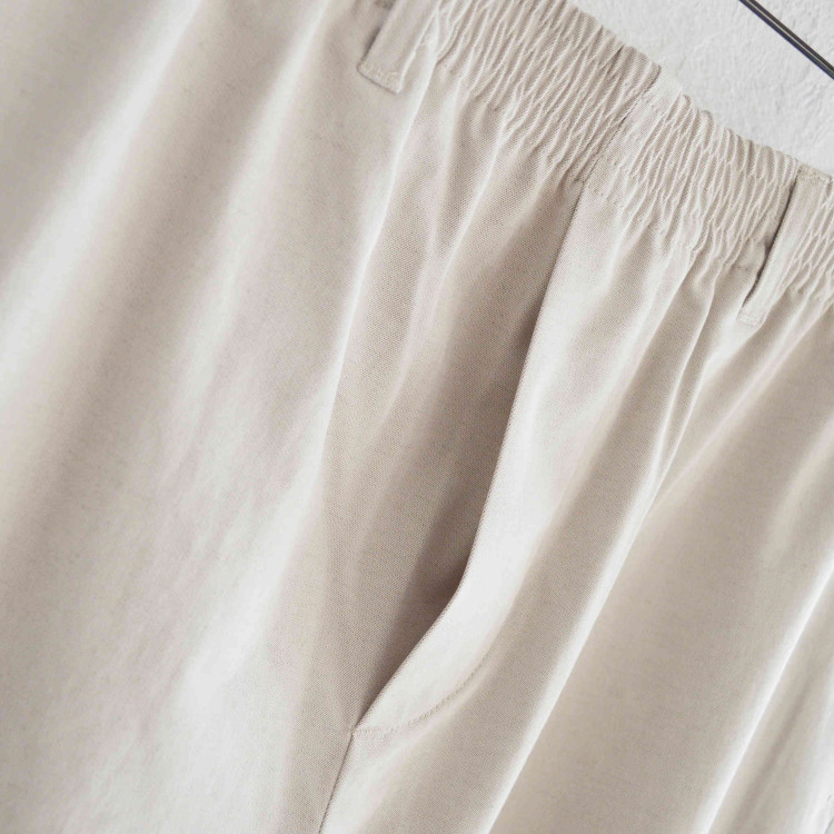 LINEN BLEND SEMI WIDE TROUSERS