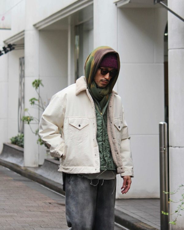 IMPRESTOREのDenim boa jacketスタイル