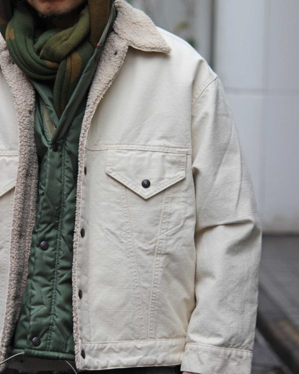 IMPRESTOREのDenim boa jacketスタイル
