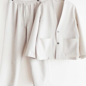 LAMOND “No Collar Shari Jacket & Shari Pants”